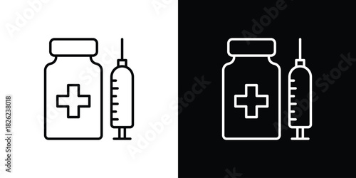 Vaccination icon thin line outline concept. Linear style icon. Editable stroke. Vector