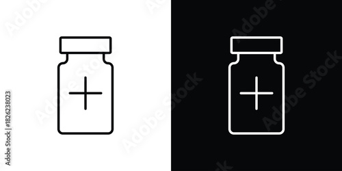 Vaccine vial icon thin line outline concept. Linear style icon. Editable stroke. Vector