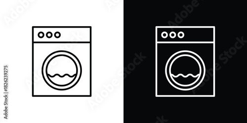Washing machine icon thin line outline concept. Linear style icon. Editable stroke. Vector