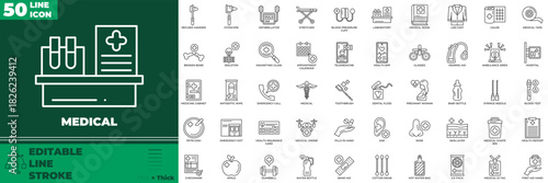 Medical Line Editable Icons set