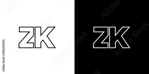 Letter Z and K, ZK logo design template. Minimal monogram initial based logotype.