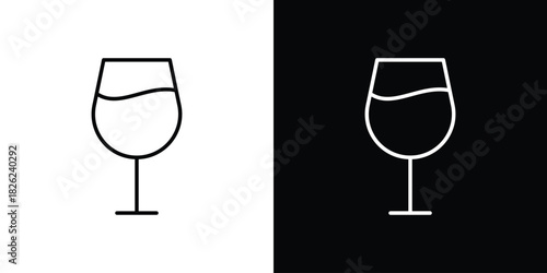Wine glass icon thin line outline concept. Linear style icon. Editable stroke. Vector