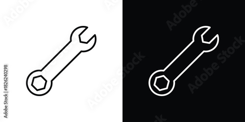Wrench icon thin line outline concept. Linear style icon. Editable stroke. Vector