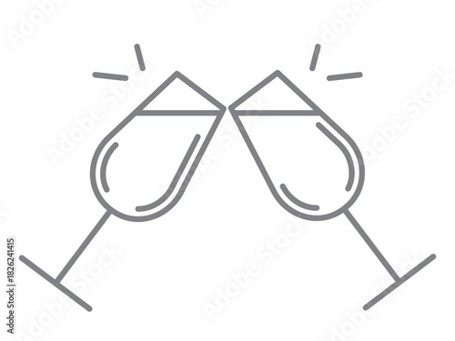 Glasses for party line icon. Festive drink symbol for celebrations, events, and gatherings. Clean linear style, editable stroke, isolated on transparent background.