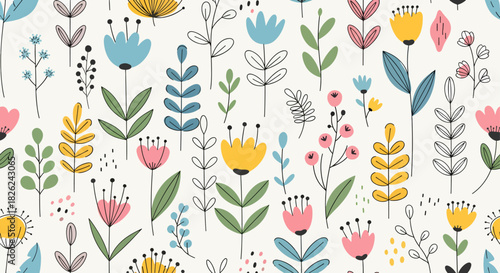 Colored orchids pattern. Orchids seamless pattern, hand drawn illustration of a retro revival neo rococo style floral texture