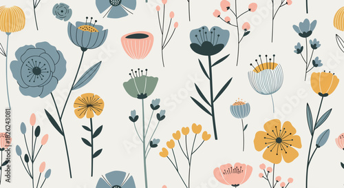 Vintage seamless floral pattern. Vintage inspired vector floral seamless pattern