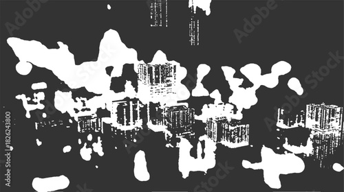 Abstract monochrome arrangement of stacked geometric cubes and organic shapes black white