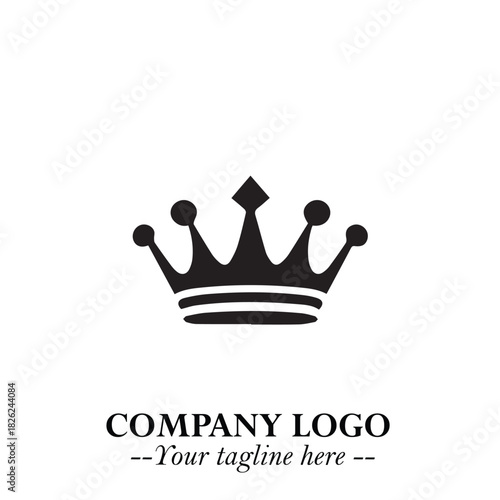 Elegant Black Crown Logo Symbol on a Clean White Background for Premium Branding Design