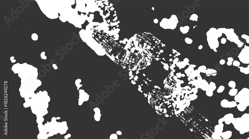 Abstract 3d rendered chain links with white irregular shapes on dark gray background metal connection