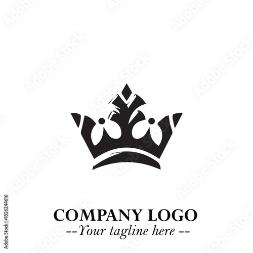 Elegant Black Crown Logo Symbol on a Clean White Background for Premium Branding Design