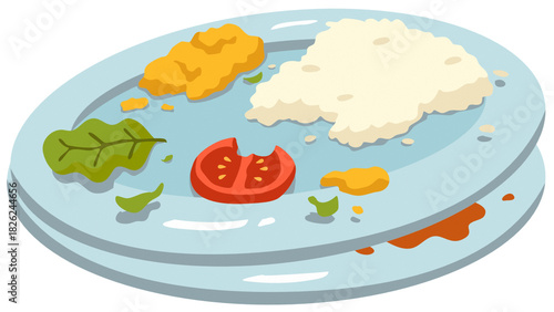 Photos Leftover Food on a Plate Illustration