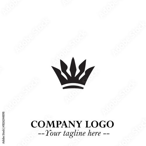 Elegant Black Crown Logo Symbol on a Clean White Background for Premium Branding Design