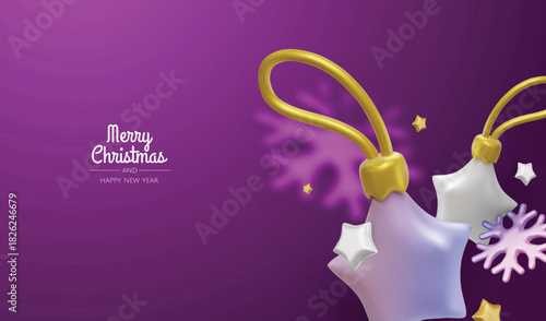 Elegant pastel Christmas baubles and winter elements form a light, joyful holiday background ideal for cards, banners, and festive promotions