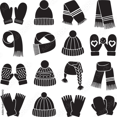 Winter Warmth A Collection of Hats Scarves and Mittens Silhouette