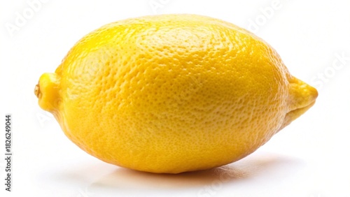 Single fresh juicy ripe yellow lemon fruit isolated on white background for healthy vegetarian eating