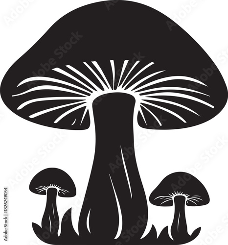 Mushroom vector illustration of a cartoon fungus on grass with autumn leaf, perfect for food or nature icon art