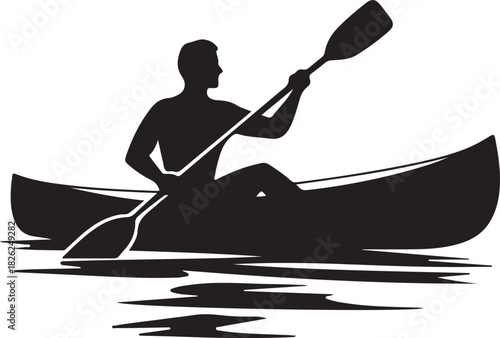 Cartoon vector illustration of a man and woman kayaking on the river water in the summer for fun sport