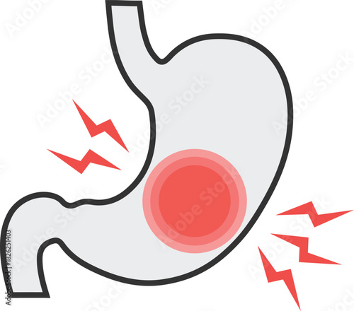Stomach Pain Flat Medical Vector Illustration Outline Inflammation Health Icon EPS