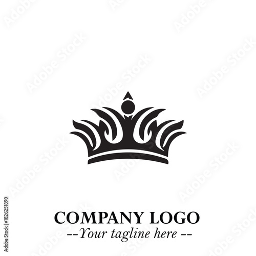Elegant Black Crown Logo Symbol on a Clean White Background for Premium Branding Design