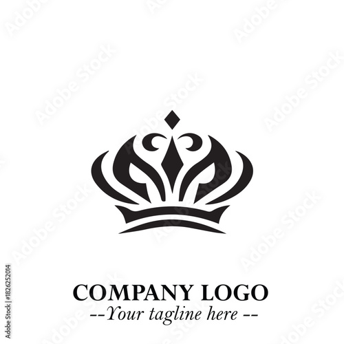 Elegant Black Crown Logo Symbol on a Clean White Background for Premium Branding Design