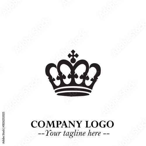 Elegant Black Crown Logo Symbol on a Clean White Background for Premium Branding Design