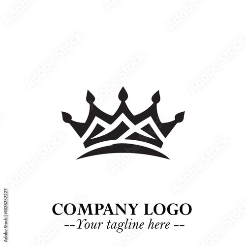 Elegant Black Crown Logo Symbol on a Clean White Background for Premium Branding Design