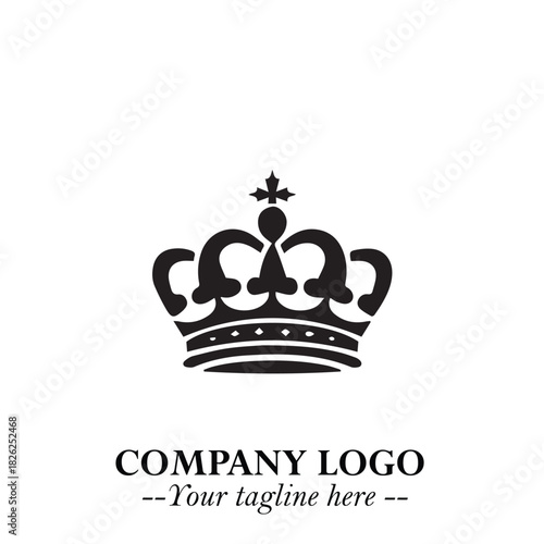 Elegant Black Crown Logo Symbol on a Clean White Background for Premium Branding Design
