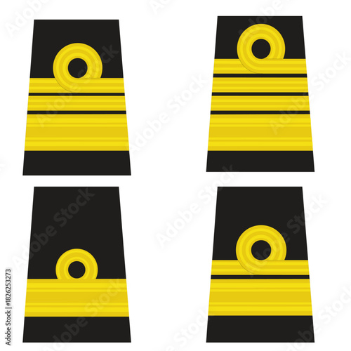 Galon de passant d'épaule de la marine belge. officiers généraux: amiral de flottille, amiral de division, vice-amiral, amiral