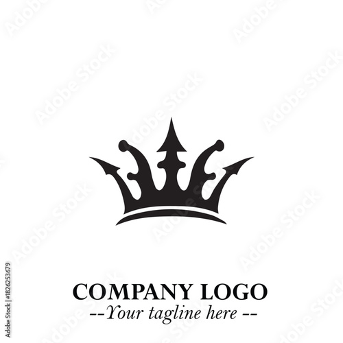 Elegant Black Crown Logo Symbol on a Clean White Background for Premium Branding Design