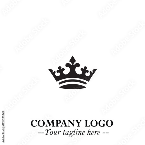 Elegant Black Crown Logo Symbol on a Clean White Background for Premium Branding Design