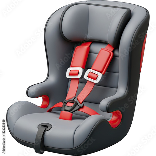 Gray and Red Child Car Seat for Vehicle Safety.