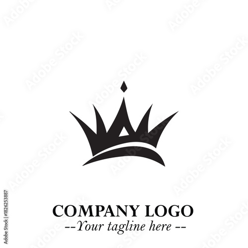 Elegant Black Crown Logo Symbol on a Clean White Background for Premium Branding Design