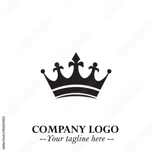 Elegant Black Crown Logo Symbol on a Clean White Background for Premium Branding Design