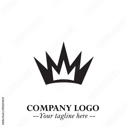 Elegant Black Crown Logo Symbol on a Clean White Background for Premium Branding Design