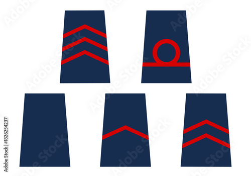 Galon de passant d'épaule de la marine belge. volontaire, volontaires d'élite et  volontaires subalternes: quartier-maître-chef, premier quartier-maître-chef, matelot, premier matelot, quartier-maître