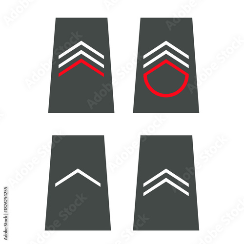 Galon de passant d'épaule de l'armée de terre belge. volontaires - volontaires d'élite etsubalternes:  soldat, premier soldat, caporal, caporal-chef, premier caporal
