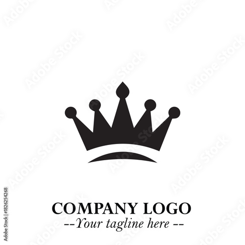 Elegant Black Crown Logo Symbol on a Clean White Background for Premium Branding Design