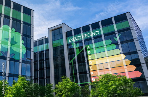 Modern Buildings Showcasing Energy Efficiency Ratings Symbolizing Sustainable Urban Development