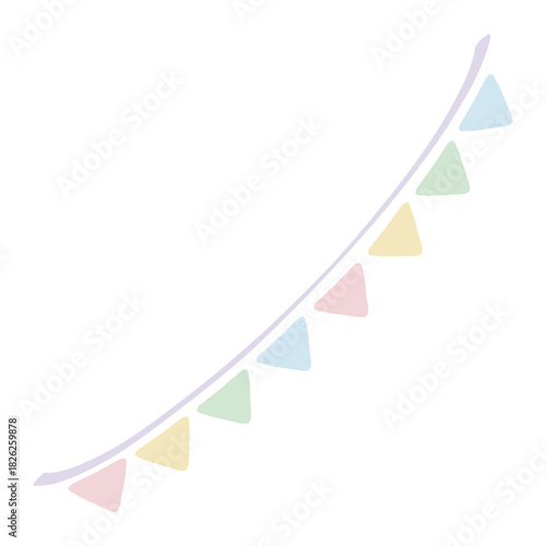 Fluffy Garland Collection | Pale Tone Garland | Hand-drawn Triangle Flags in Soft Pastel Colors