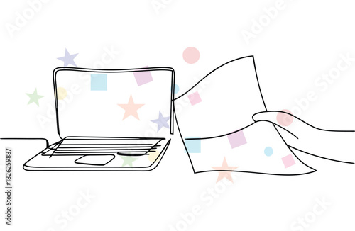 Laptop and Paper Work Concept