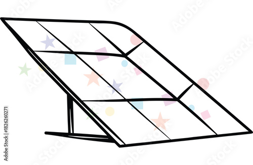 Clean Energy Solar Panel Icon Lineart: Sustainable Renewable Power Generation Symbol for a Green Future