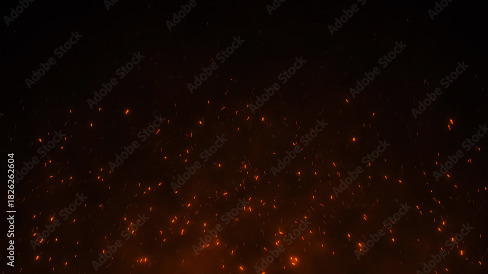 Εκτύπωση καμβά Glowing Fire Sparks and Embers on Dark Background