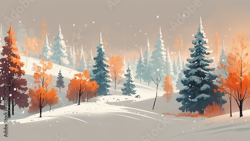 Winter Sunset Forest