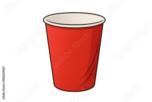 Red plastic cup illustration for party drinks, disposable tableware, and bar or event celebrations, transparent background