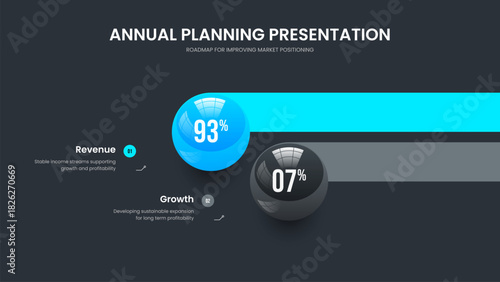 Market Forecast Slide Layout Vector Illustration. Science Introduction 2 Element Diagram Presentation Template. Project Planning Two Step Graph Slideshow Design.