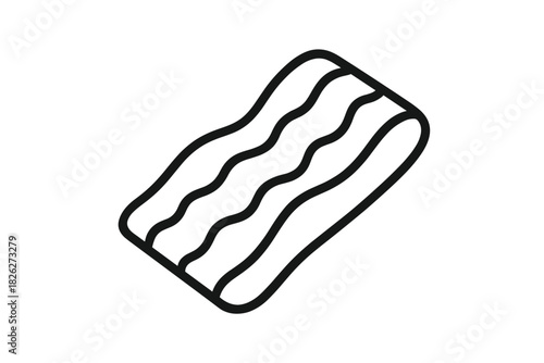 Single raw bacon strip, uncooked meat ingredient for breakfast preparation