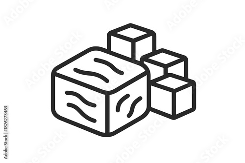 Stack of geometric cubes in simple minimalist black and white style