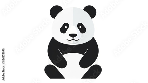 A cute, cartoon-style panda bear sitting upright, facing forward.