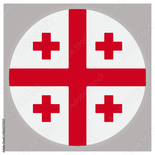 National flag of georgia country in circular shape graphic isolated on white background, Vector