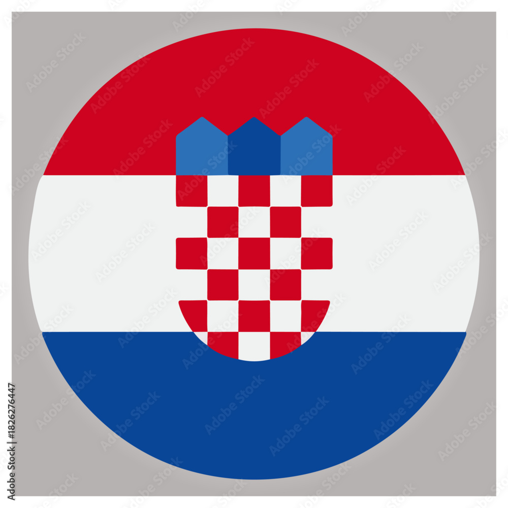 Naklejka premium Croatian national flag in a modern circular graphic design isolated on white background, Vector
